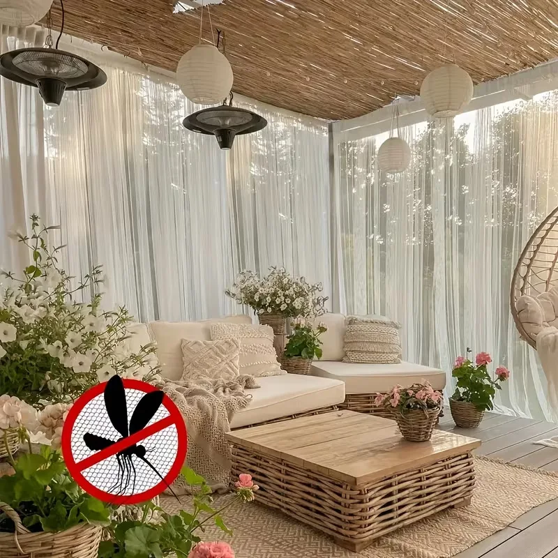 Mosquito Netting Mesh Sheer Curtains Outdoor Gazebo Patio Pergola Replacement Screen for Garden Backyard