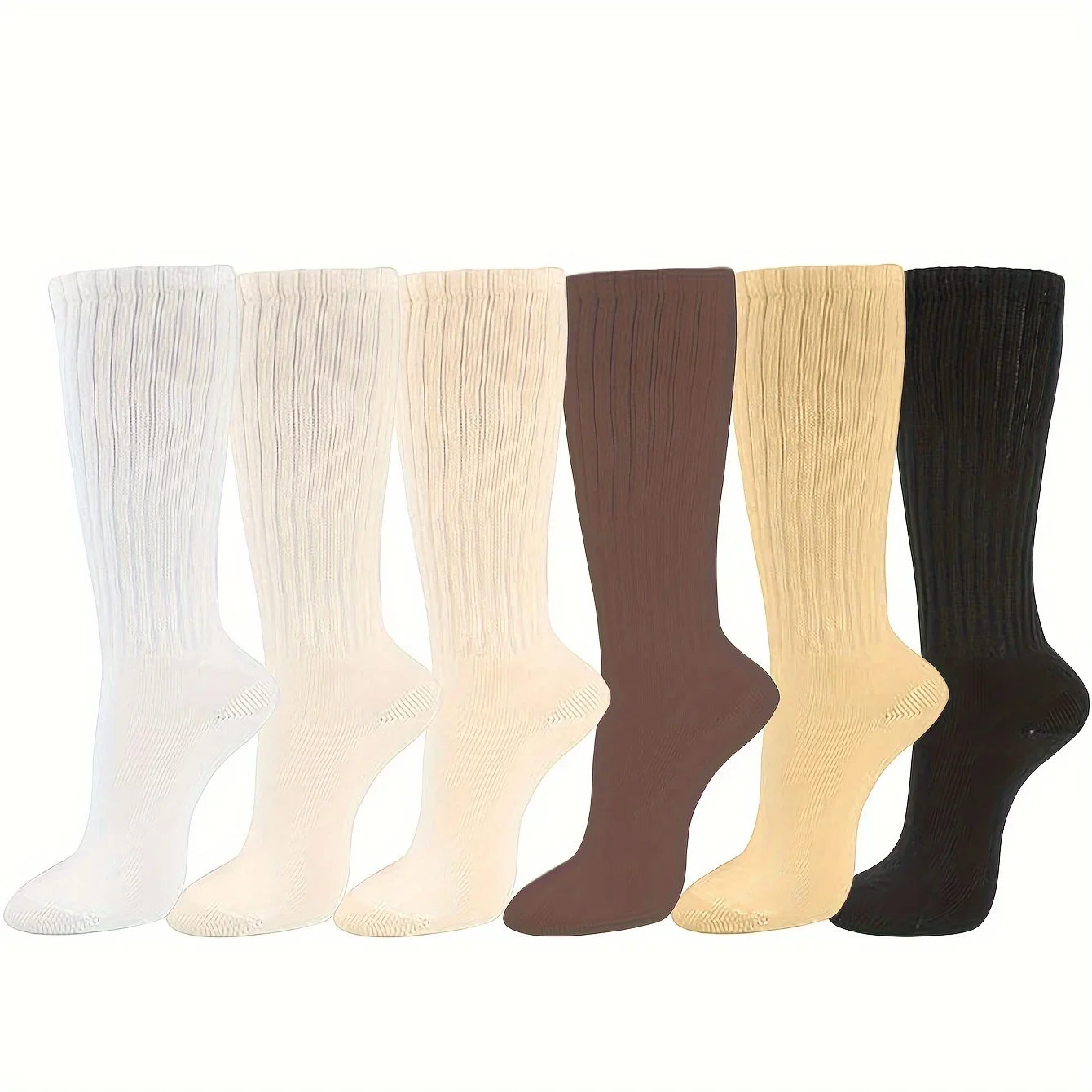 6 pairs of medium length socks, stacked socks, versatile and fashionable for daily wear, shopping, and holiday relaxation