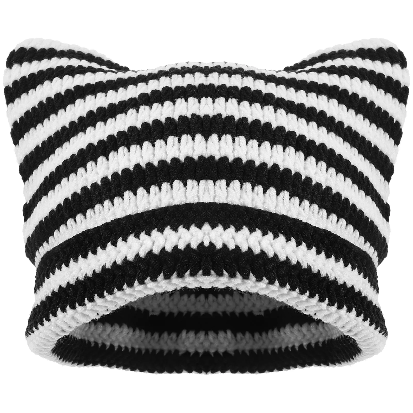

New Women Men Winter Knitted Hats Unisex Warm Beanie H made Stripe Cat Ears Cap Soft Comfortable Skin Friendly Stylish Present