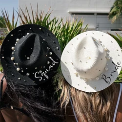 Bride Squad Pearls sun hat Wedding Cowboy Bachelorette hen Party Bridal Shower girls trip decoration bridesmaid proposal gift