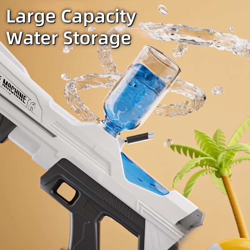 Nueva pistola de agua eléctrica luminosa, juguete de pulverización de agua continua de pulso de alta capacidad, regalo de juegos de piscina de playa para niños de verano