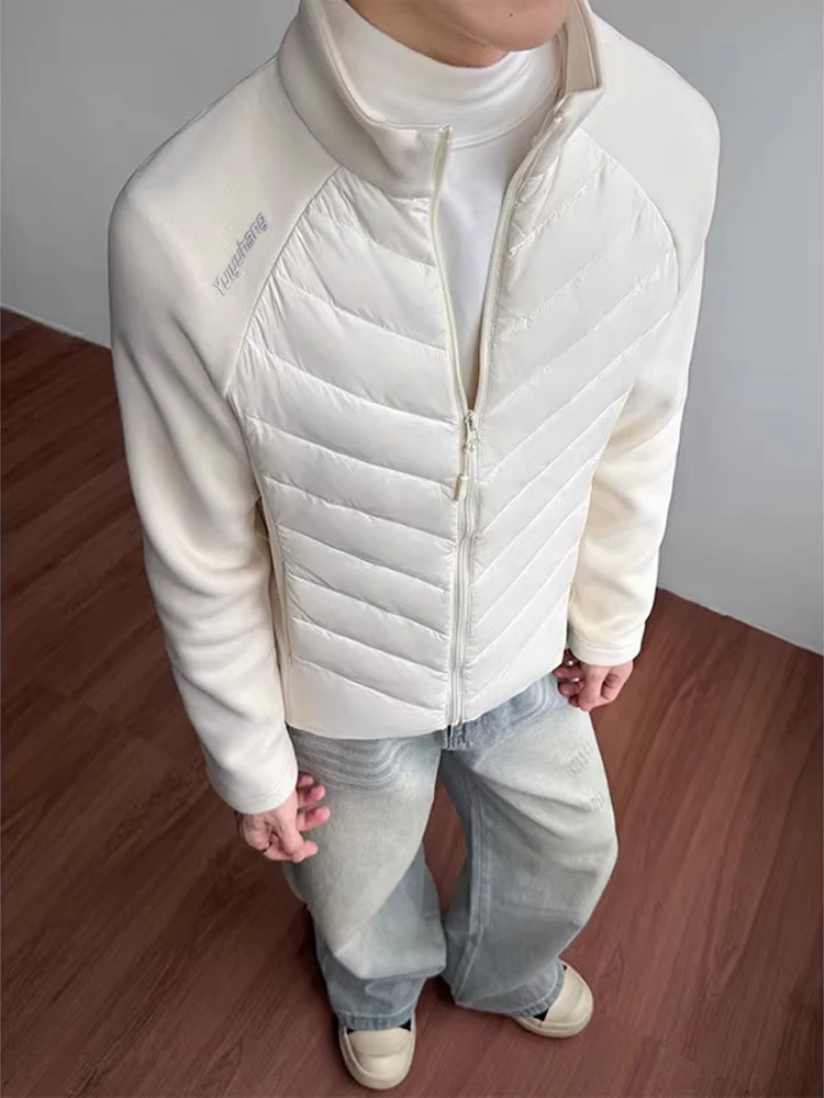 

Мужской пуховик Jaet Du down Slim Fit Long Sve на молнии, теплое спортивное пальто на открытом воздухе, воротник-стойка с воротником-стойкой