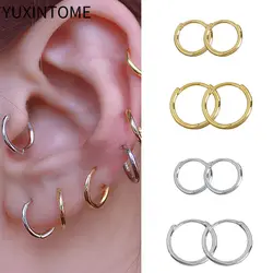 925 Sterling Silver Ear Needle Minimalist 6mm/8mm/10mm Hoop Earrings for Women Fashion Round Earrings Fine Jewelry Accessories