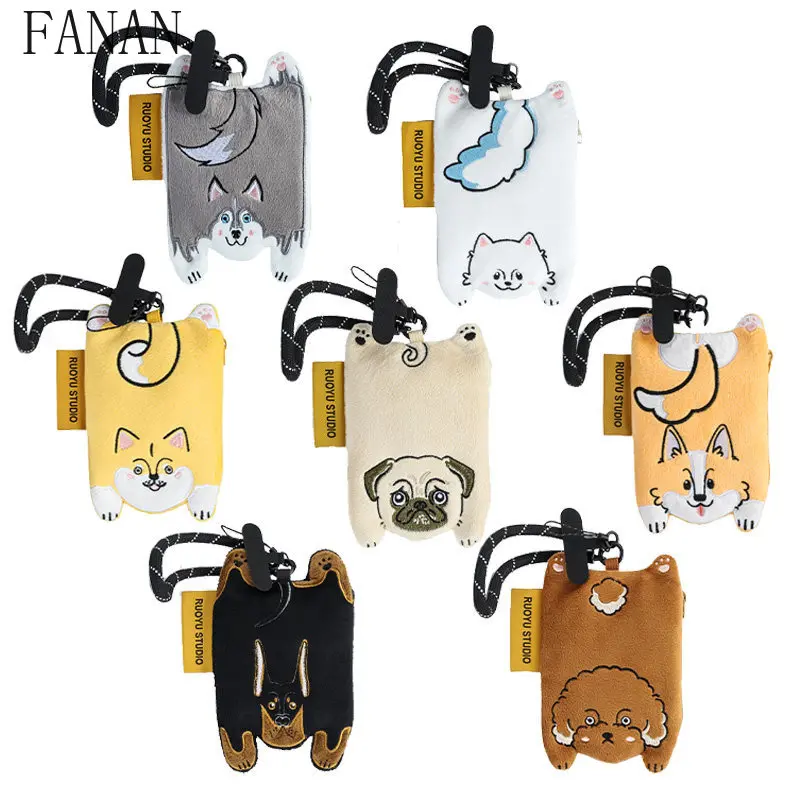 Fashion Original Design Cute Dog Fabric Earphone Case Coin Purse Key Case Girls Wallets Sweet Kawaii Women's Pendant
