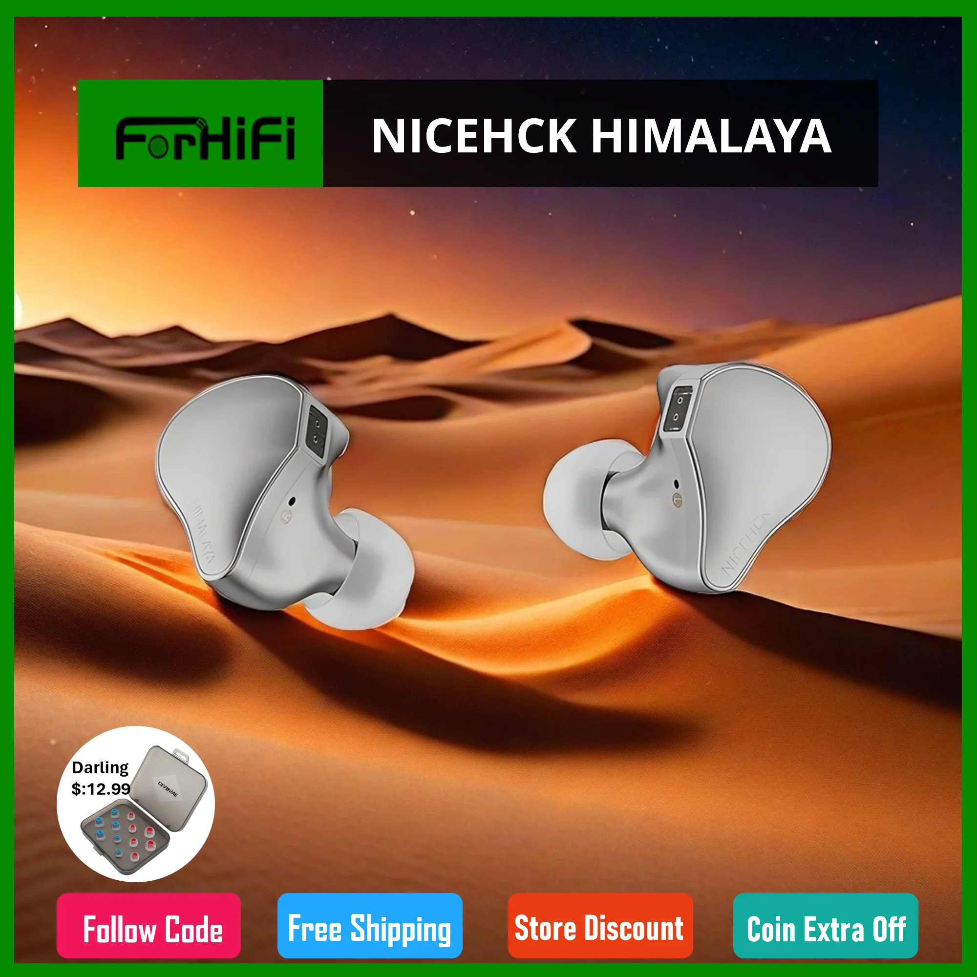 NICEHCK HIMALAYA 10mm Dual Magnetic Dual Layer CNT Dynamic In Ear Monitor 3-in-1 Plug Wired HiFi IEM with DragonScale 2 60saga