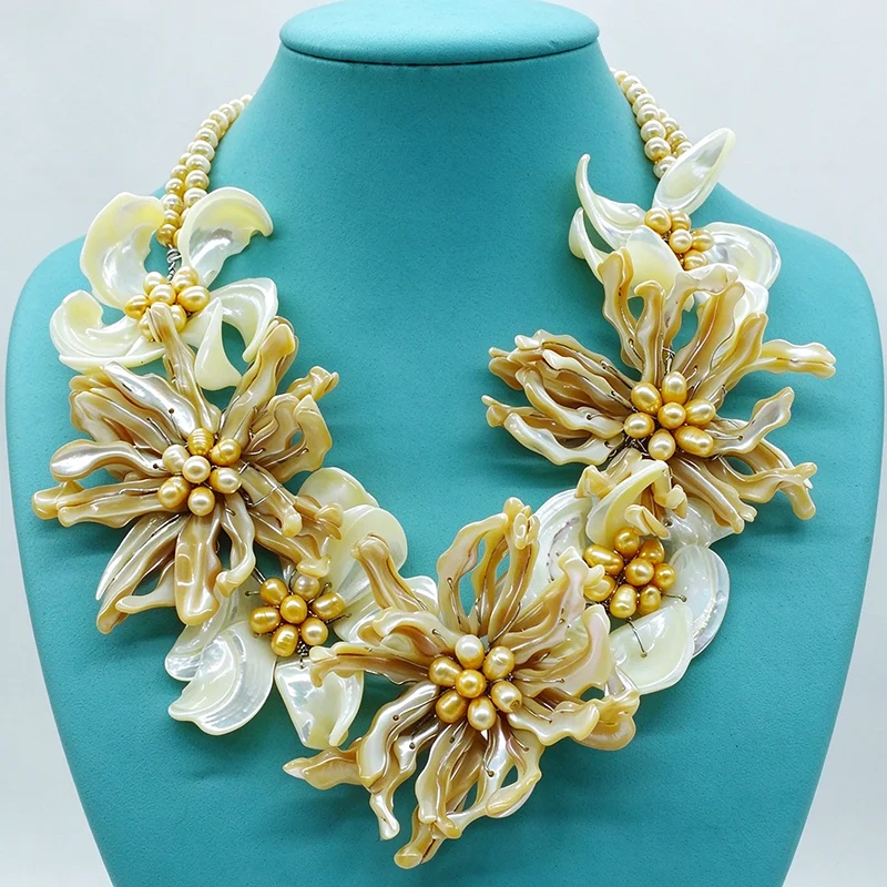harm necklace !!  Fashion shell Beads Handmade Flower Jewelry Necklace For Wedding Party 20