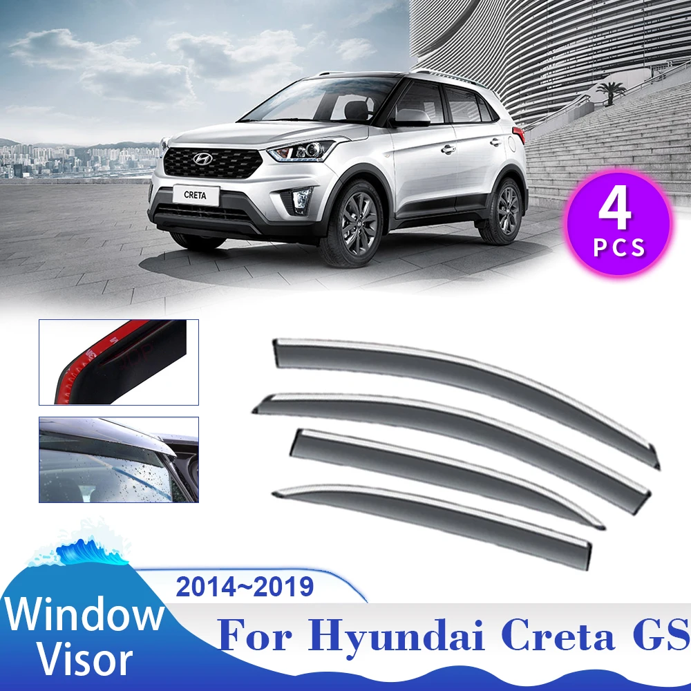 

Window Visor for Hyundai Creta Cantus GS GC 2014~2019 Car Vent Smoke Cover Awnings Shelters Sun Rain Guard Deflector Accessories