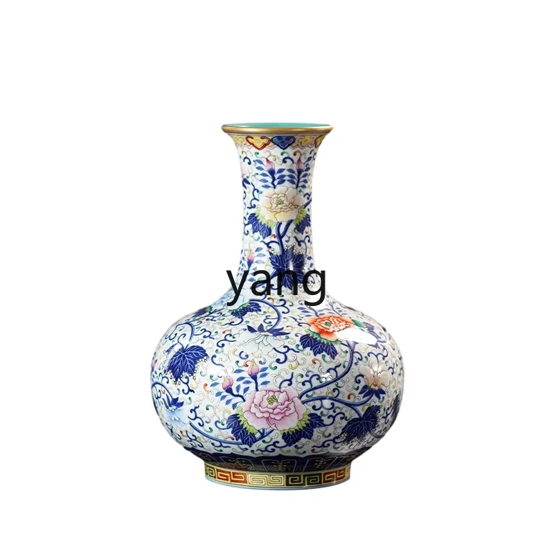 

LXL Hand-Painted Antique Jingdezhen Vase Ceramic Bottle Decoration Living Room New Chinese Style Antique Shelf Porcelain