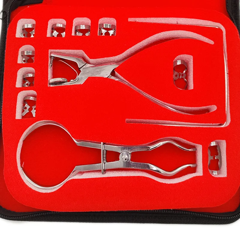 1 Set Dental Dam Hole Punch Pliers Set With LEA Bag Dentistry Rubber Dam Perforator Puncher Dam Clip Dentist Orthodontic Tools