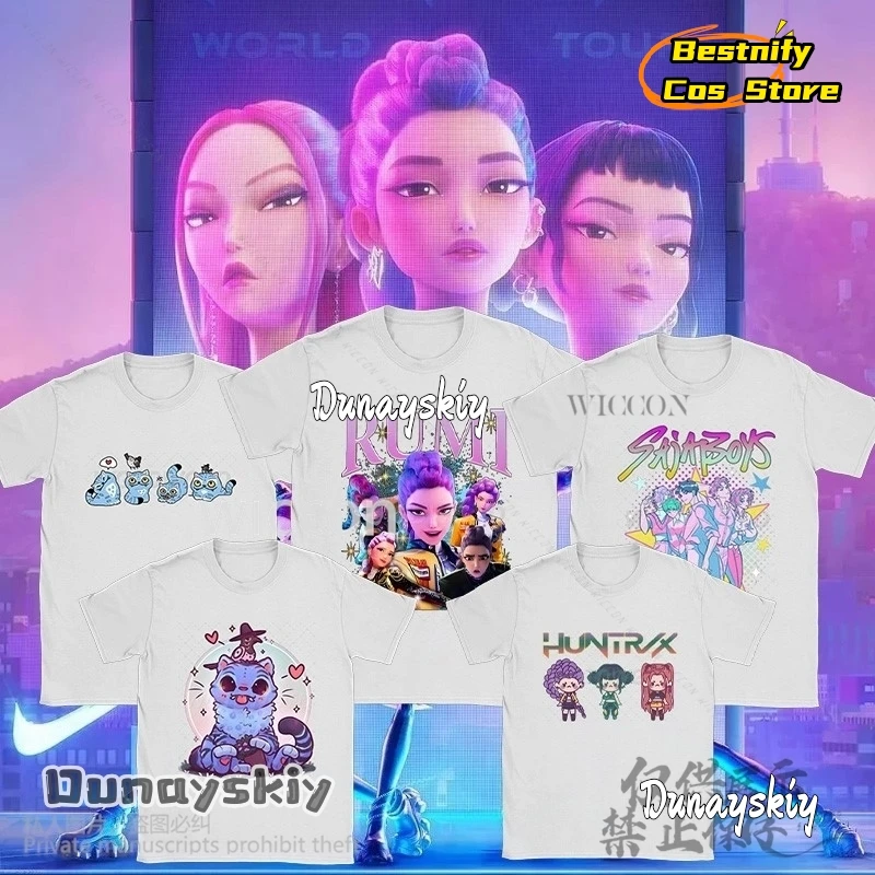 

KPop Demon Cosplay Anime Movie Kawaii Cartoon Tshirt Fanart Summer Print Breathable Cotton Cute Jirai Kei Girls Halloween 코스프레