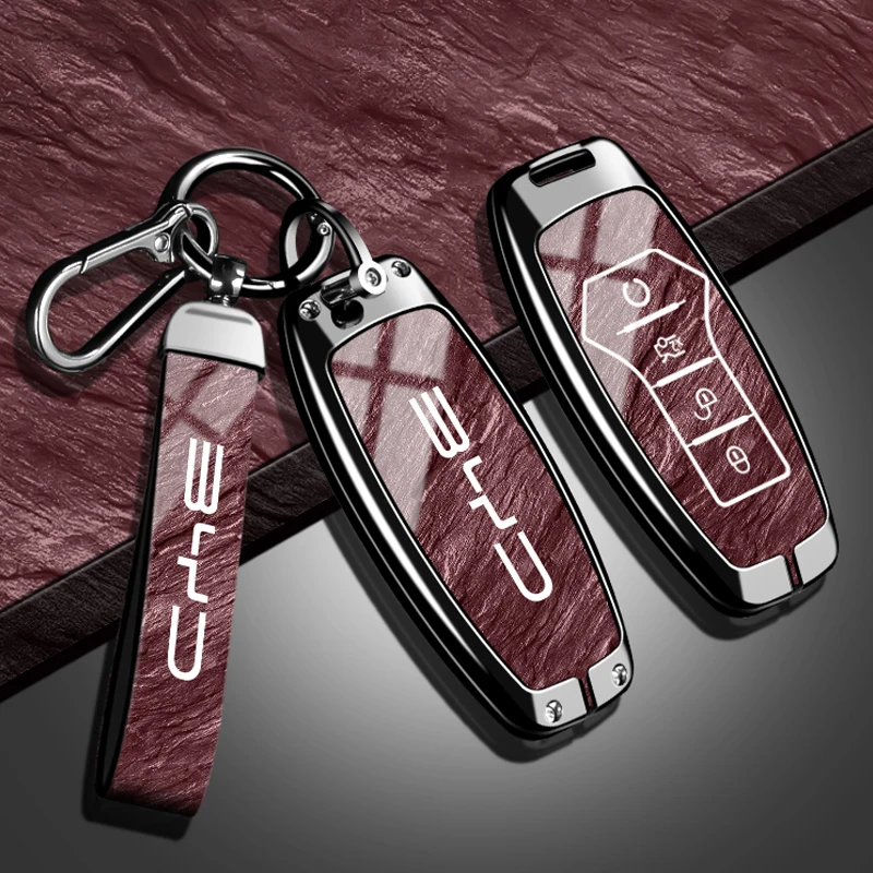 حافظة مفاتيح السيارة عصرية جديدة لـ BYD Song Pro Plus Max Dmi EV ختم دولفين سبائك الزنك حجر نمط ملحقات سلسلة مفاتيح من البولي يوريثان #2