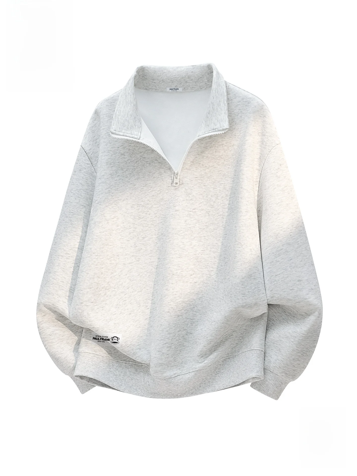 

M Zipper Hoodie Spring Autumn Casual Sports Pullover f Zipper Jaet Pure Color Collar Heavyweight Swea...