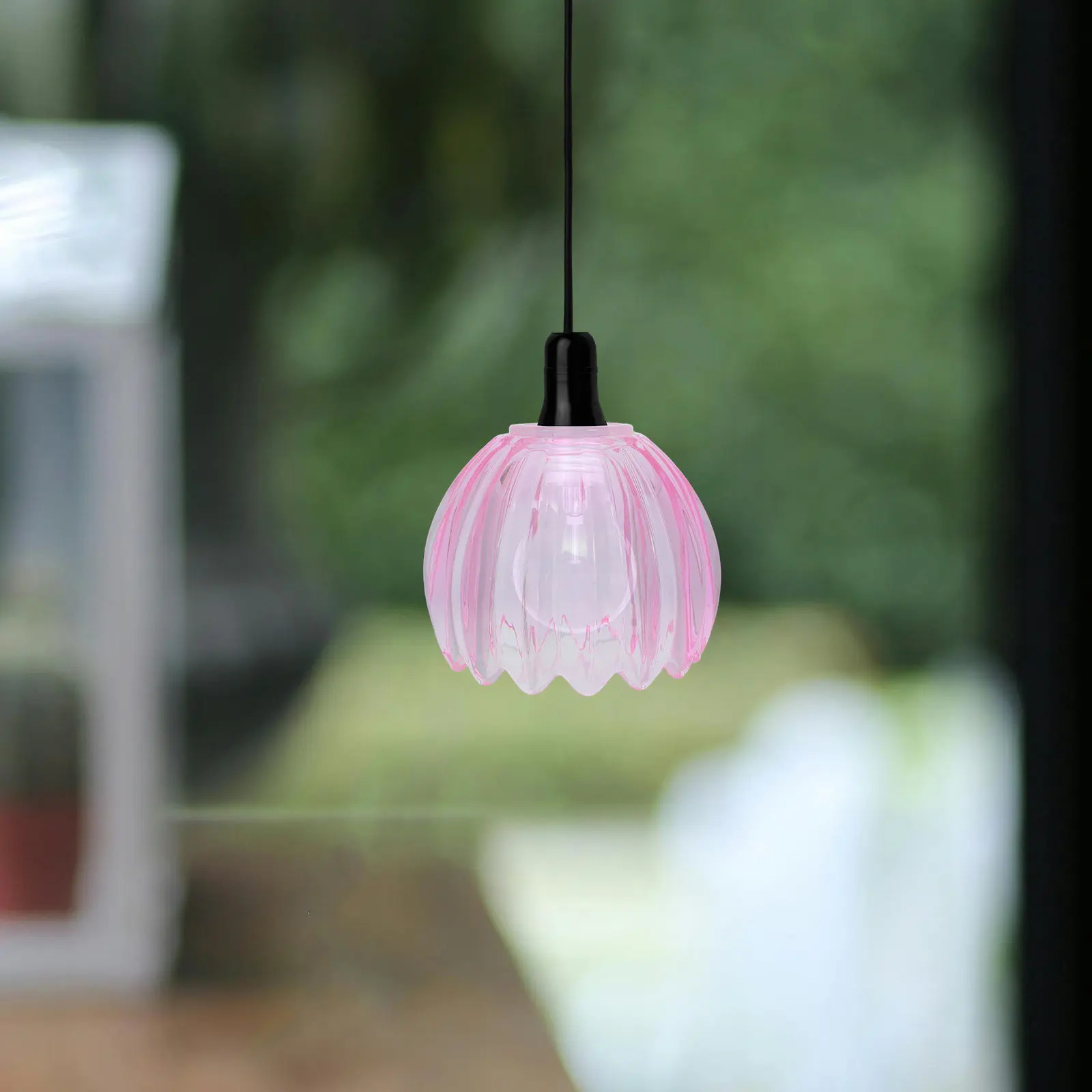 Glass Tulip Lampshade Replacement Transparent Floral Table Lamp Shade 4.2cm Hole for Pendant Light Fixture Living Room Decor