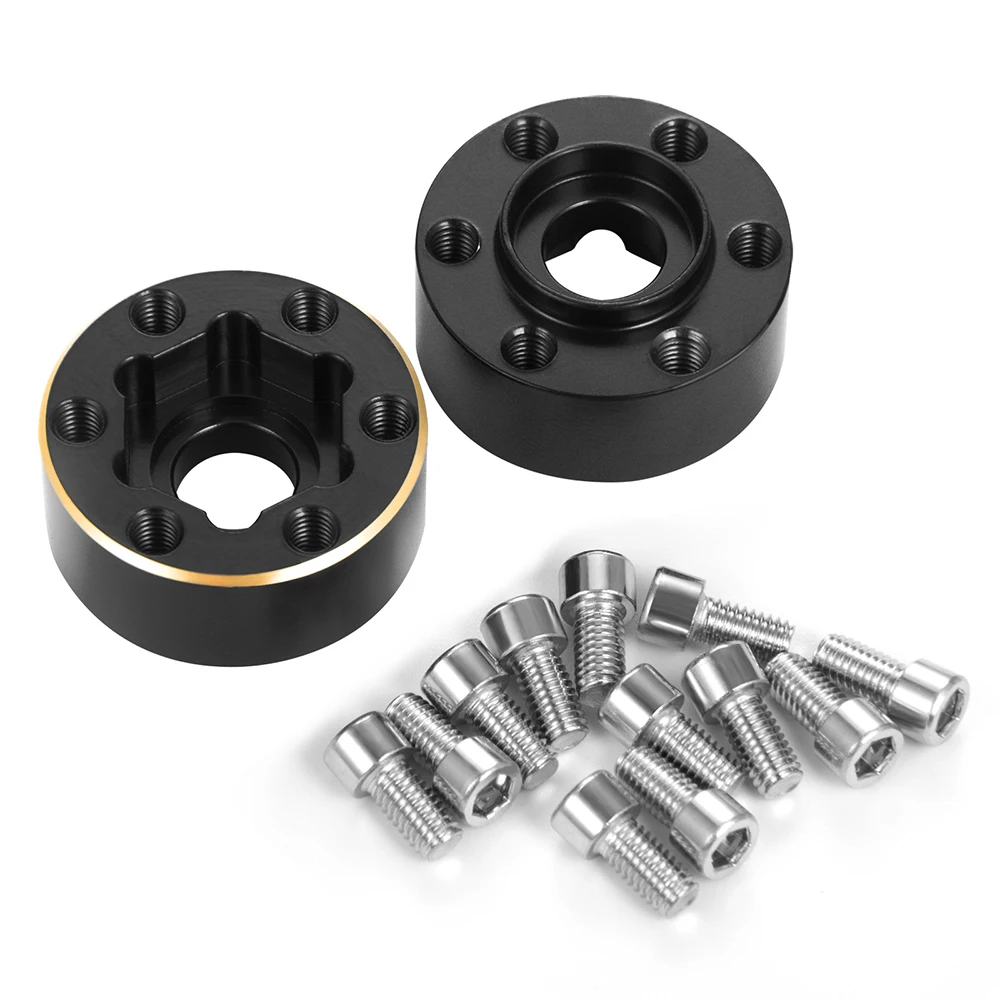 MIBIDAO 2Pcs Brass Internal Weights 1.9inch/2.2inch Wheel Rims 12mm Hex Adapter for Axial SCX10 TRX-4 1/10 RC Car Model Parts