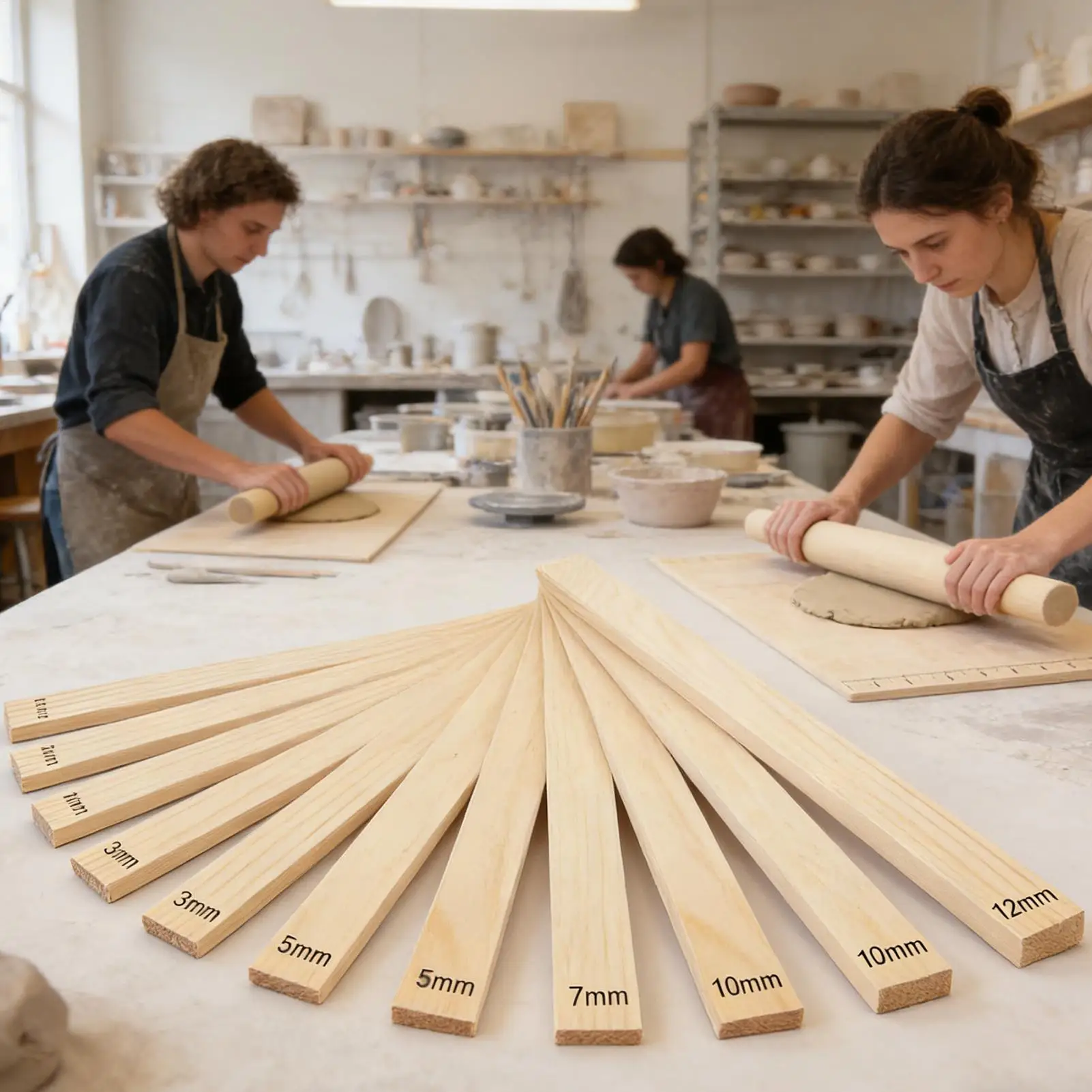 

Clay Rolling Pin Clay Guide Rolling Stick Pottery Texture Roller for Home Studio Carving Pottery Sculpting Handcrafts Porcelain