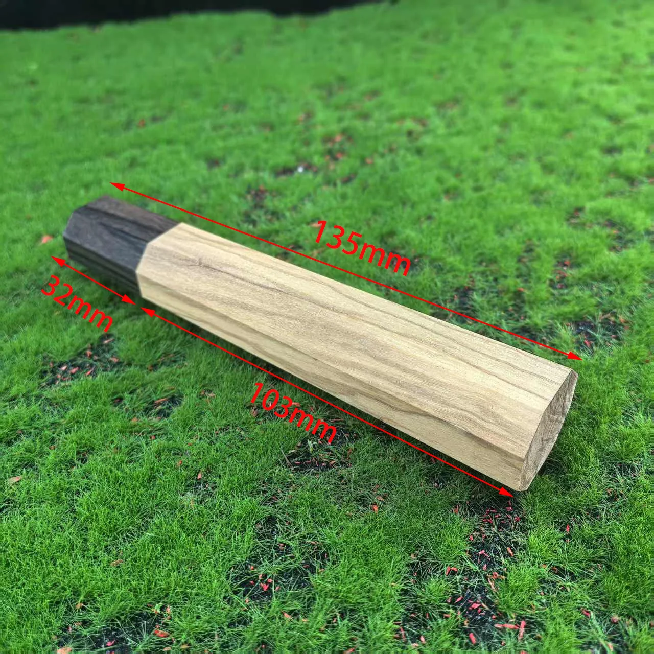 Japanese octagonal kitchen knife DIY handle - Ebony spliced with olive wood