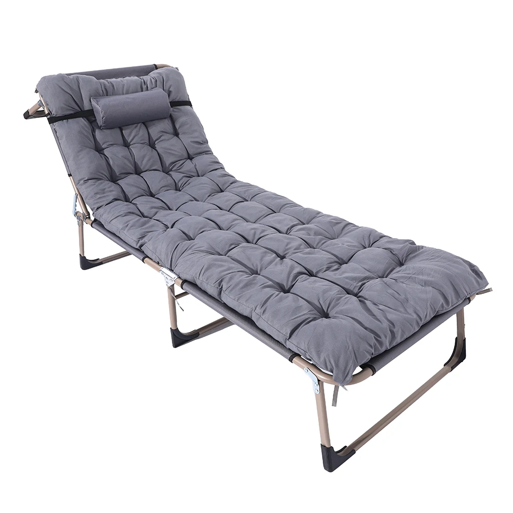 Outdoor Reclining Foldable Metal Bed Oxford Fabric Breathable Mesh Travel Lightweight Portable Bedroom Floor Camping