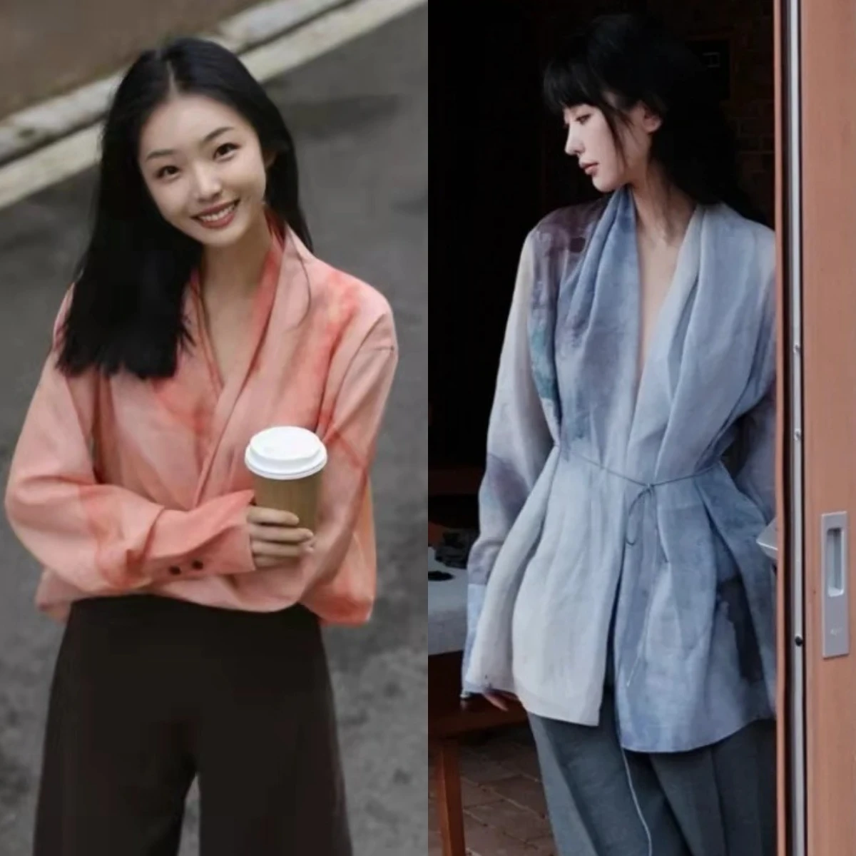 

Winni Celh Spring Summer Loose Fit Ele Long Sve irt with Tie New Chinese Sle Print Commute Wind Women's S...