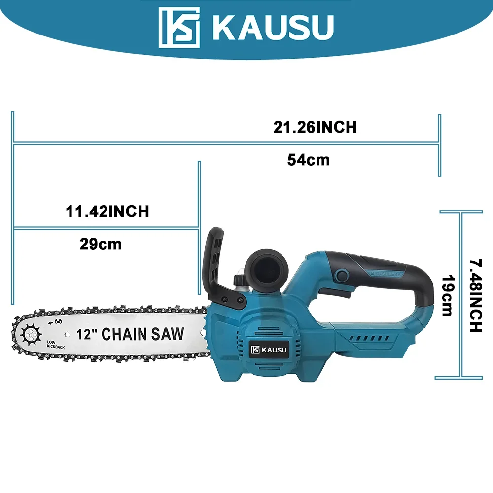 21 В 12-дюймовая бесщеточная электрическая бензопила Беспроводной садовый инструмент для резки древесины Портативная цепная пила для батареи Makita 18 В (без батареи)