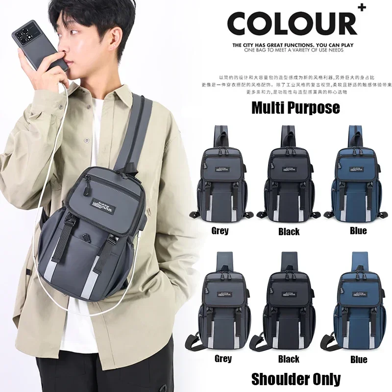 กระเป๋าสะพายชายอเนกประสงค์ HighQuality กระเป๋าผู้ชายพร้อม USB ชาร์จแฟชั่น Messenger Man Crossbody กระเป๋าเดินทางกระเป๋า 가