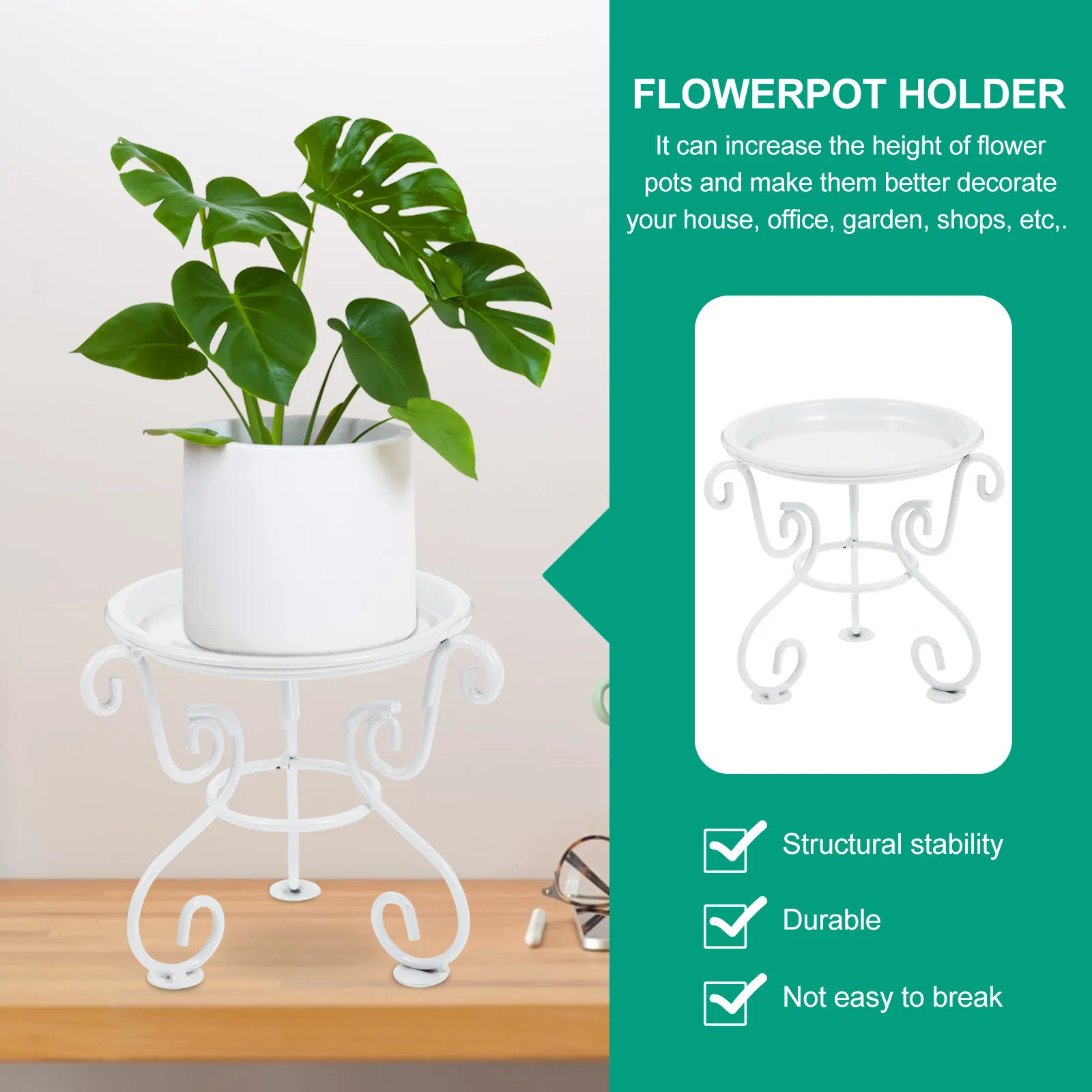 

Eco Friendly Green Iron Plant Stand Flowerpot Support Frame for Indoor Outdoor Use Stable Non Slip Flowerpot Holder Decorative