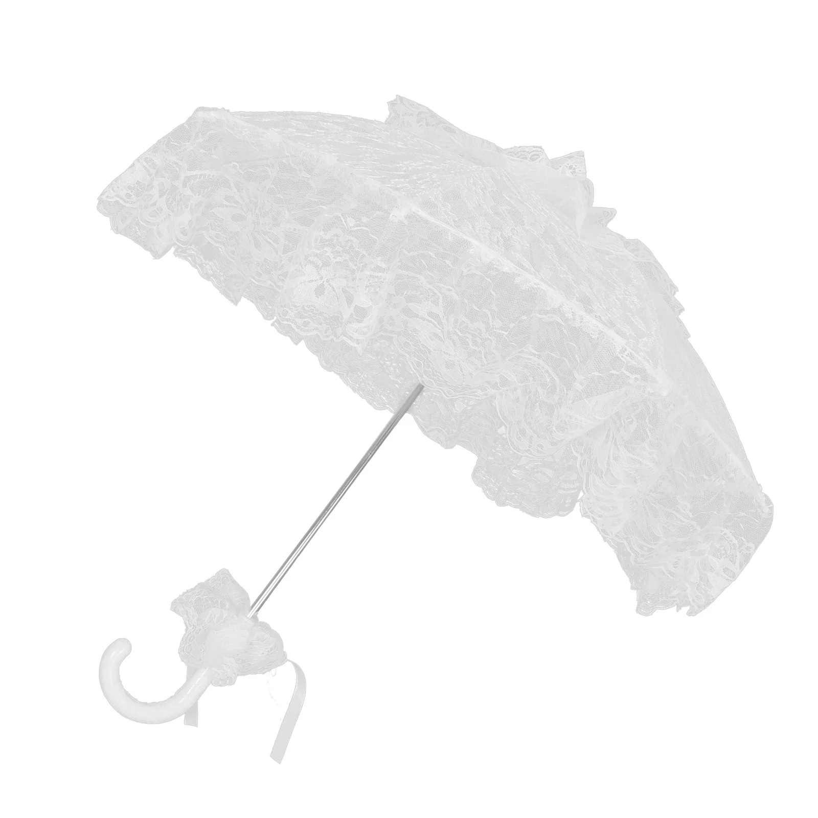 

White Lace Parasol Umbrella Elegant Bridal Sunshade For Wedding Outdoor Events Photography Decorative Vintage Style Party