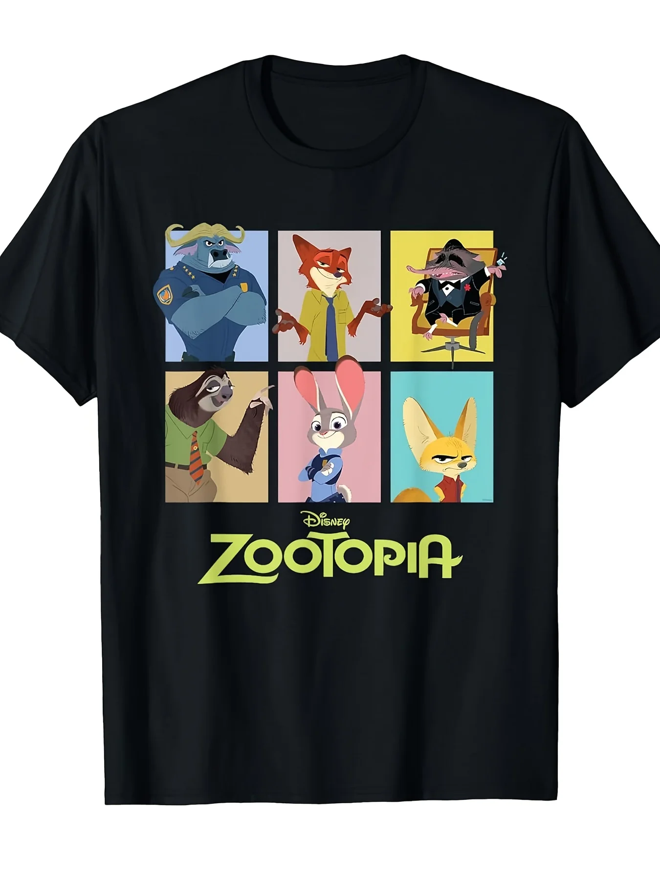 

Disney Zootopia T-shirt - Men's and Women's Cartoon Print with Judy Hopps, Nick Wilde Short Sleeves