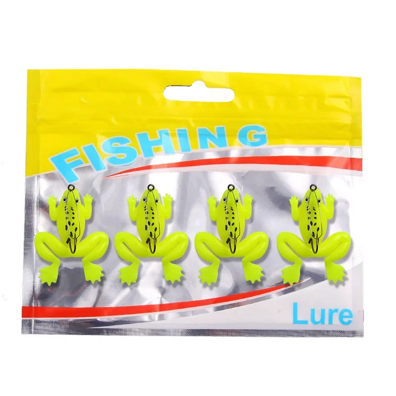 6cm / 5.2g Wobbler Soft Frog Lures 1/4PCS 3D Eyes Artificial Silicone Frog Bait for Catfish Perch Bass Pike Fishing Tackle