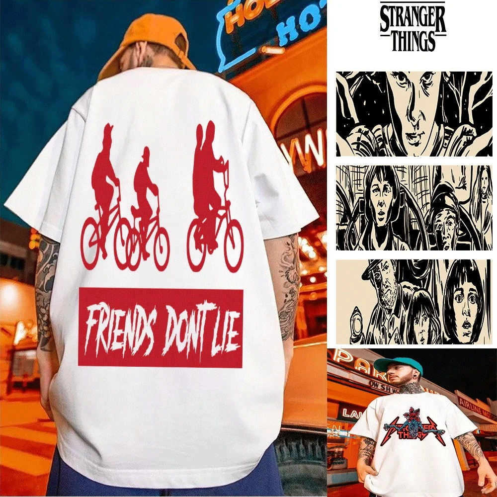 

Stylish Stranger Things Inspired Friends Don't Lie Family Matching T-shirts, Perfect for Bike Rides and Fun Outings, Comfortable