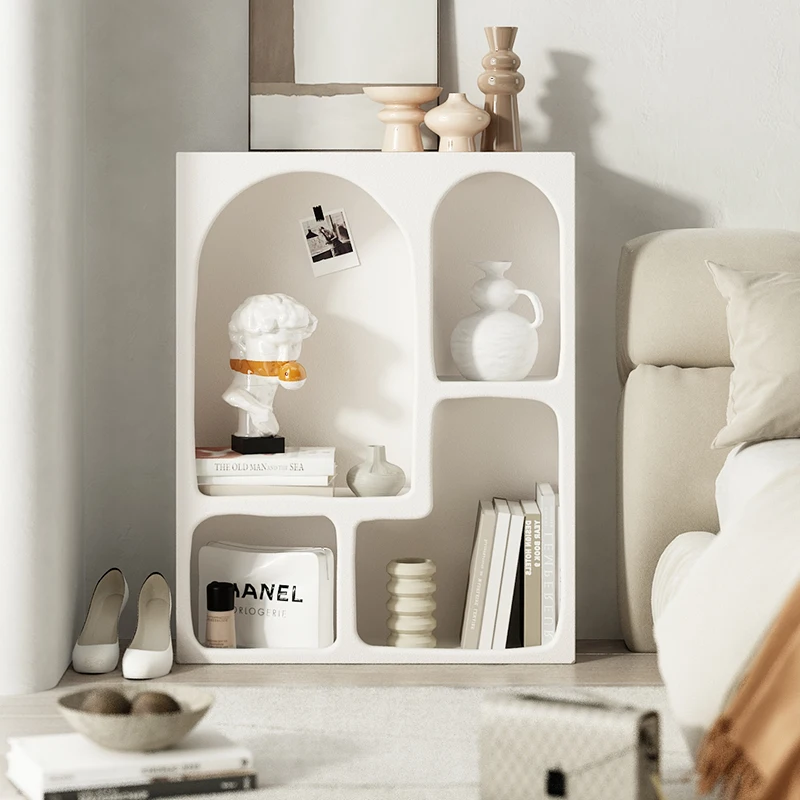 Living room display cabinet Small shelf White floor-to-ceiling bookcase Household locker Fireplace cabinet Arched vertical cabin