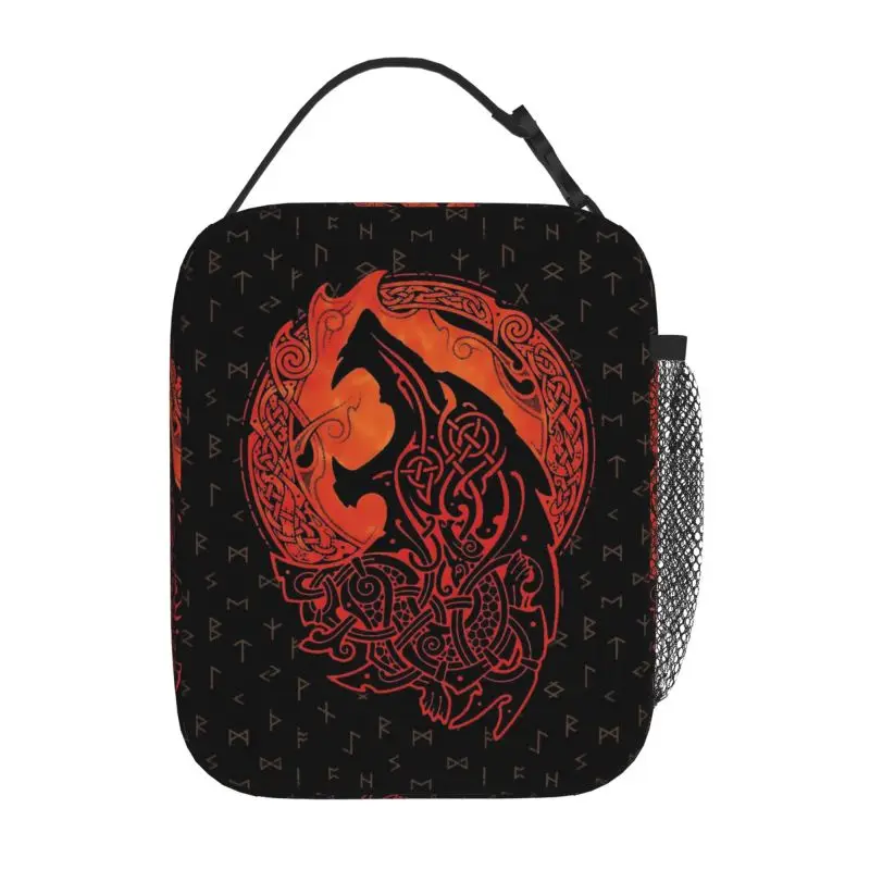 Norse Viking Berserker Wolf Thermal Lunch Bag Unisex Reusable Portable Insulated Oxford Bneto Tote Bags for Work School Picnic