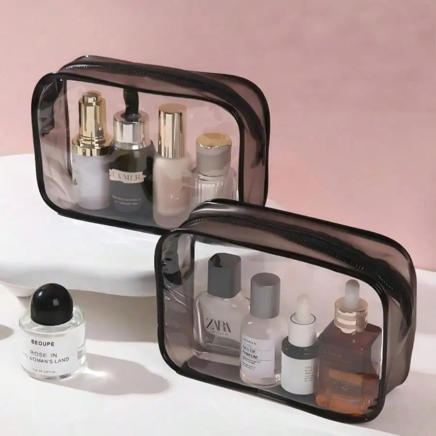 TSA Approved Clear Toiletries Bag Leakproof PVC Travel Makeup Organizer Cosmetic Case With Sturdy Zipper For Daily Use And Air Travel Outdoor Business Trip