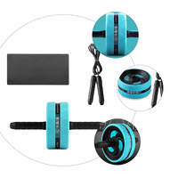 Ab Roller Wheel Fitness Equipment Home Exercise Blue Abdominal Accessories Lightweight Durable TPR PP Materials Knee Pad High