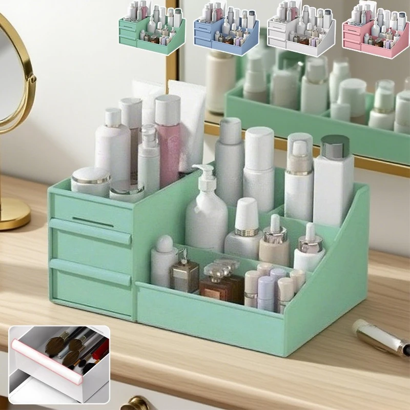 

Large Capacity Cosmetic Storage Box White Dormitory Finishing Shelf Plastic Jewelry Container Box Desktop Sundries Storage Box