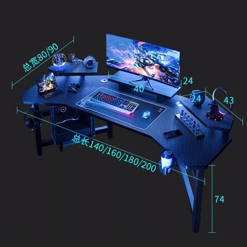 Wooden Gaming Table Designer Aircraft Computer Desks Home Office Furniture Bedroom Live Game Table Workbench Desk Storage Rack L