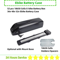 Rad Power Down Tube Ebike Battery Box Case Housing 36v 48v 52v E-bike Battery box 52 pcs 18650 Battery Case with Cells Holders