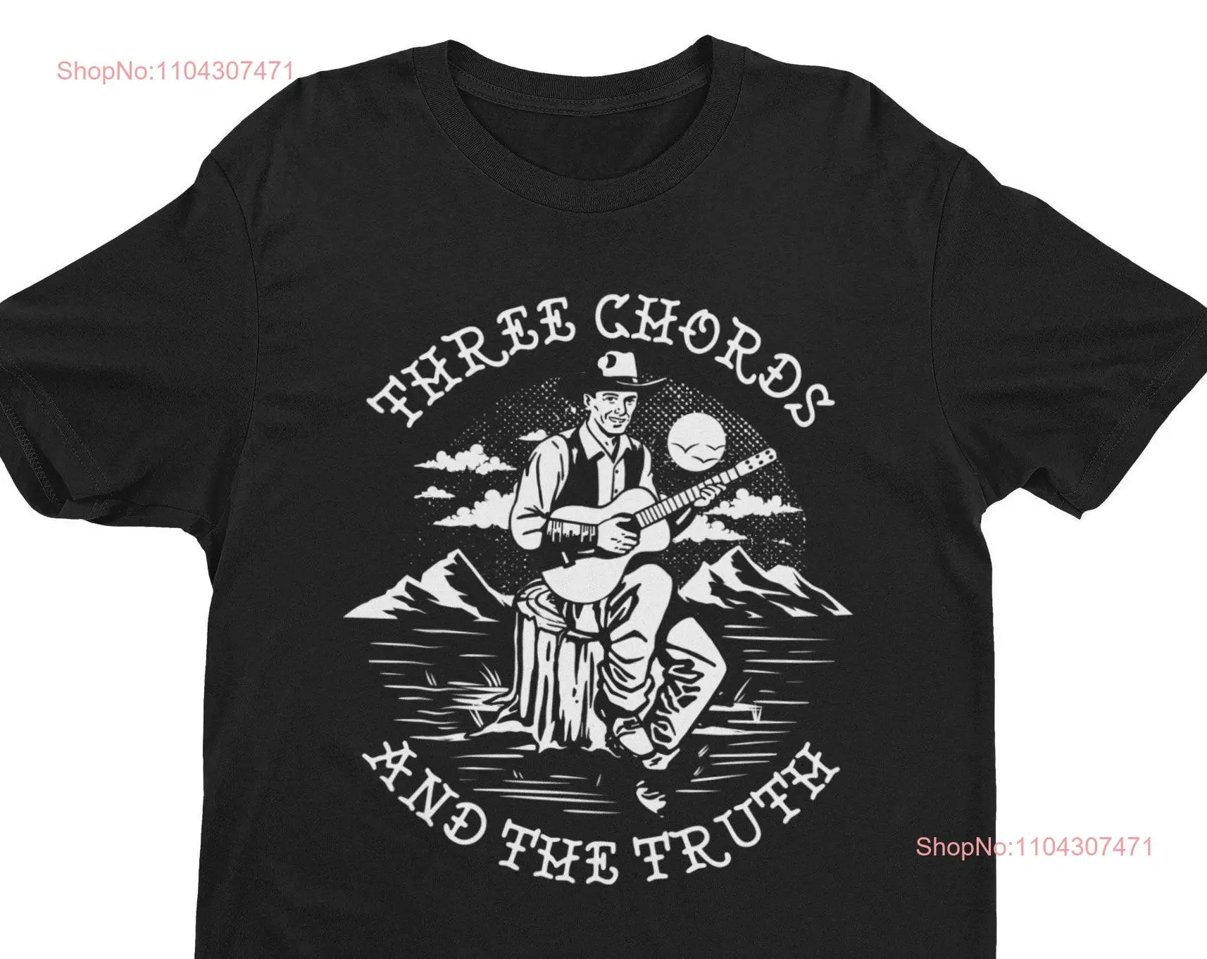 Three Chords and the Truth Country Music T Shirt Outlaw Western Cowboy Acoustic Guitar Concert Teacher