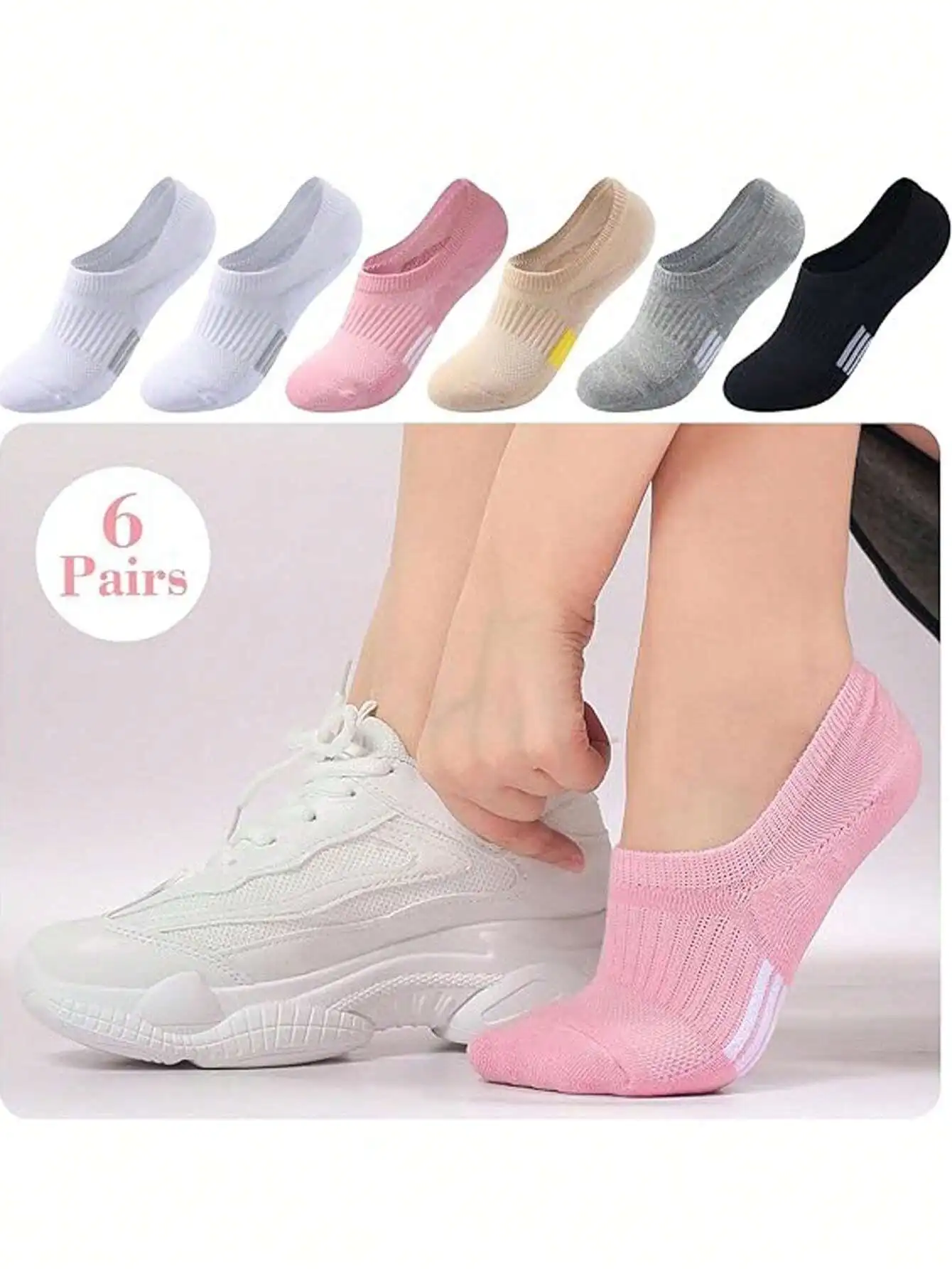 6 Pairs Women\ Casual Athletic Ankle Socks No-Show Socks