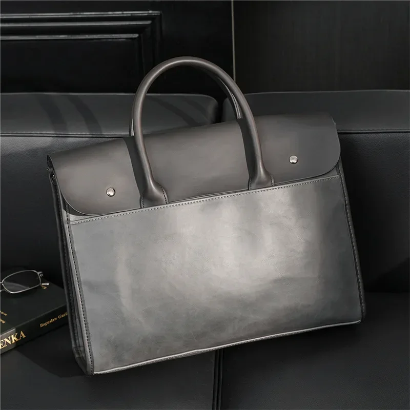 Luxury Business Briefcase Men Handbag Retro Matte PU Leather Men's Briefcase Shoulder Messenger Bag Large-capacity Computer Bags