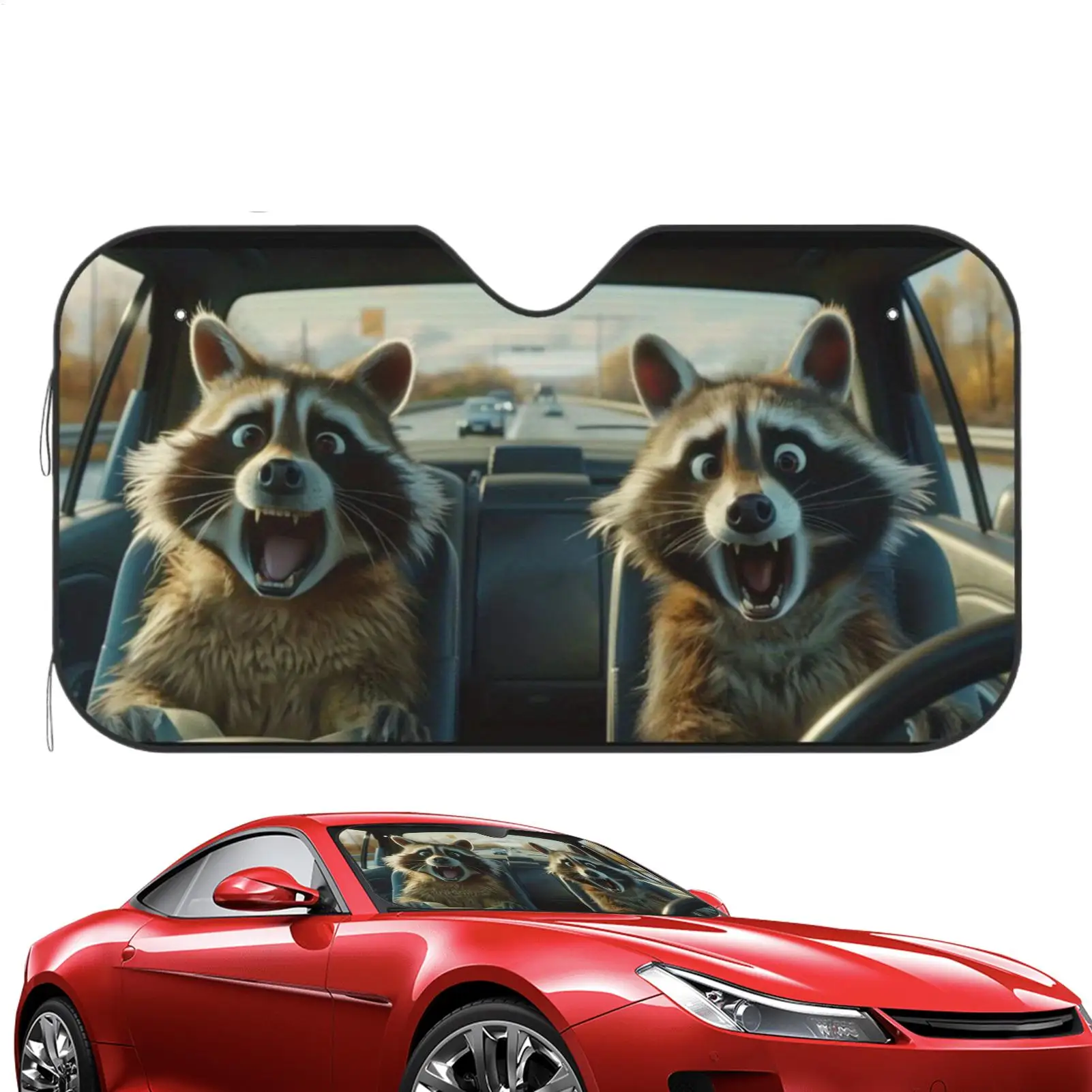 

Windshield Sun Shade Foldable UV Protection Raccoon Sun Shade for Car Windshield for Summer Outdoor Road Trip Travel Driving