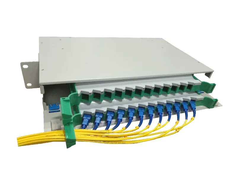 72 core drawer sliding rack mounted 19inch fiber optic  patch panel with splice tray RU003 inside