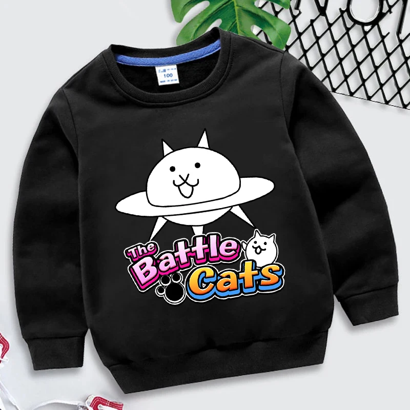 The Battle Cats Clothes Sweet Style 3 to 14 Years Children Pure Color Sweatshirt Autumn Harajuku Fashion Casual Kids Pullovers