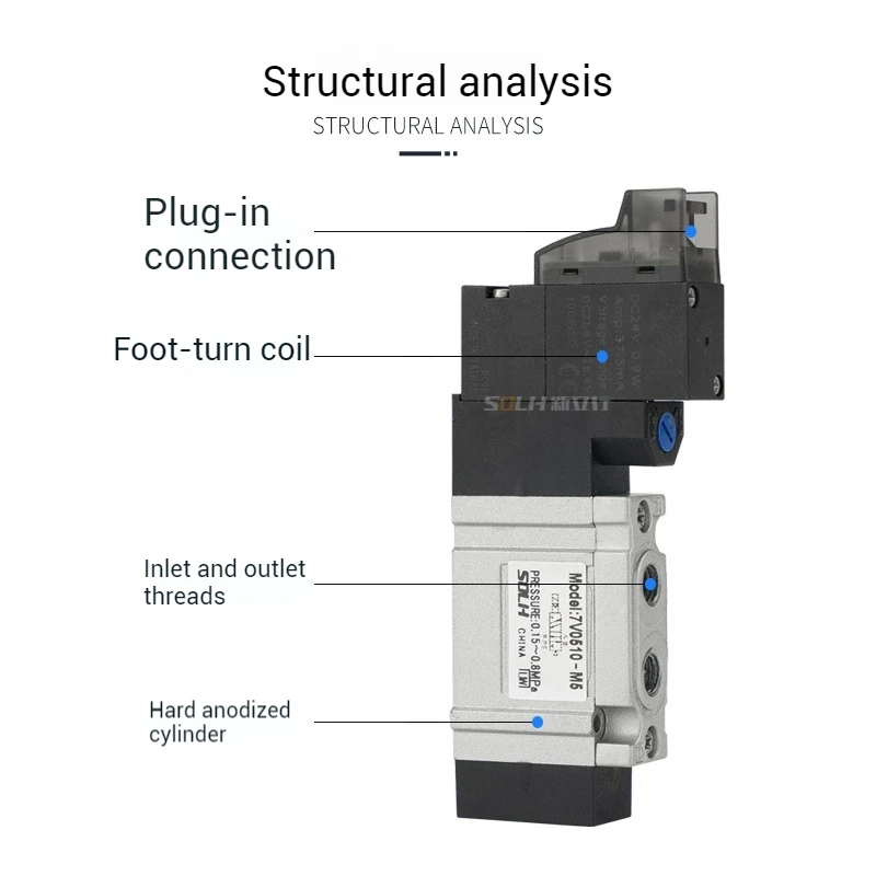 7V0510-M5 Magnetic Exchange Valve Pneumatic Two Position Five Way Solenoid Valve