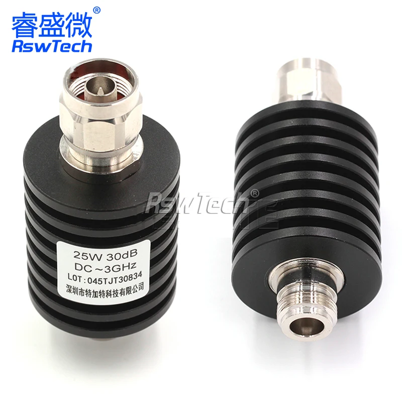 Frequency N-JK DC-3GHz 6-40DB RF Coaxial Fixed Attenuator 25W Connector Nickel Plated