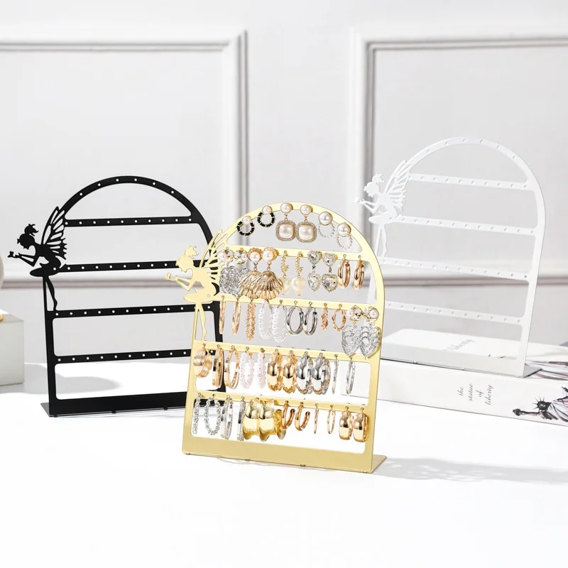 56 Holes Earring Display Holder Metal Jewelry Storage Stand Jewelry Organizer Earring Display Stand Ear Stud Rack Gift