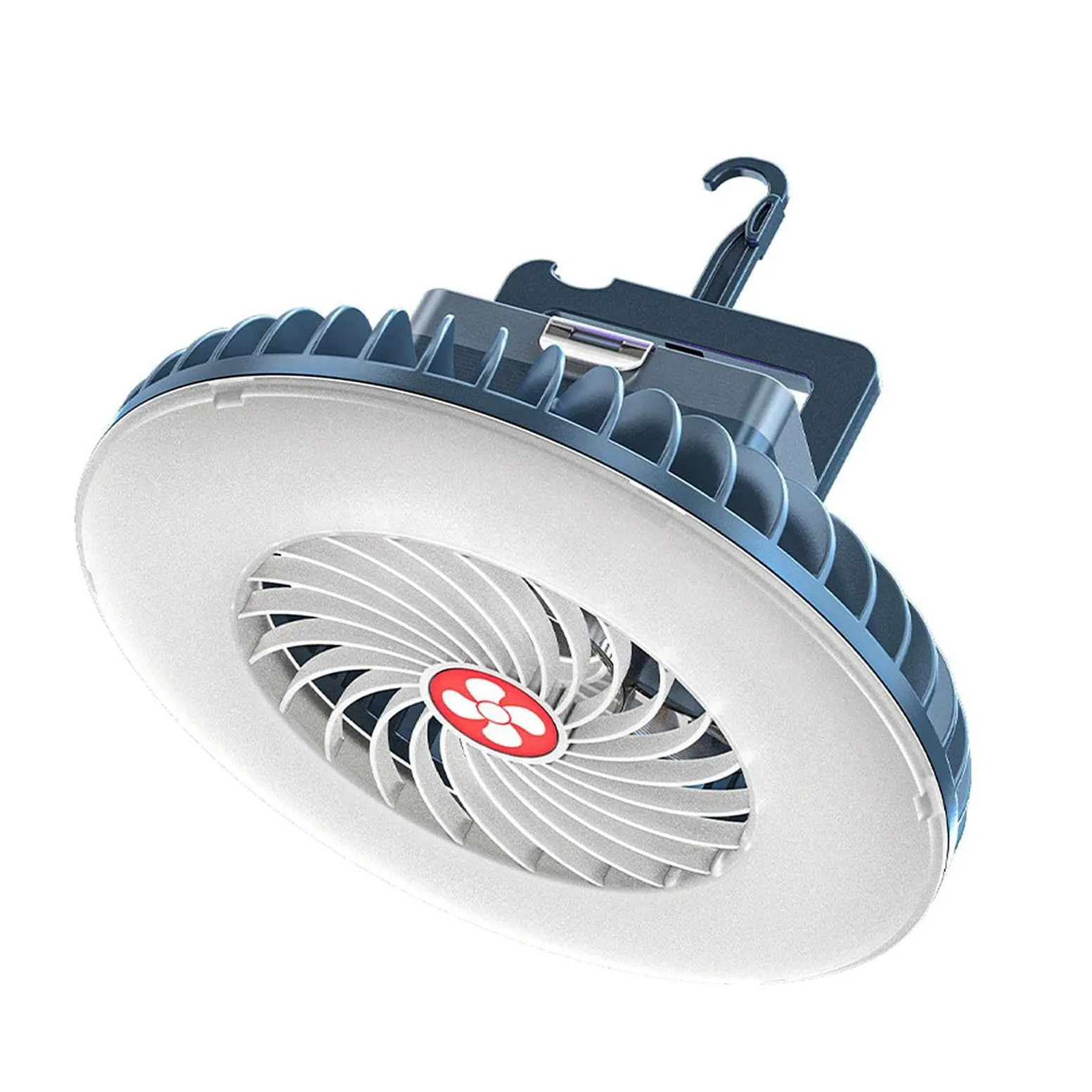 Camping ventilador portátil com LED, USB recarregável, a pilhas, barraca, carro, emergência