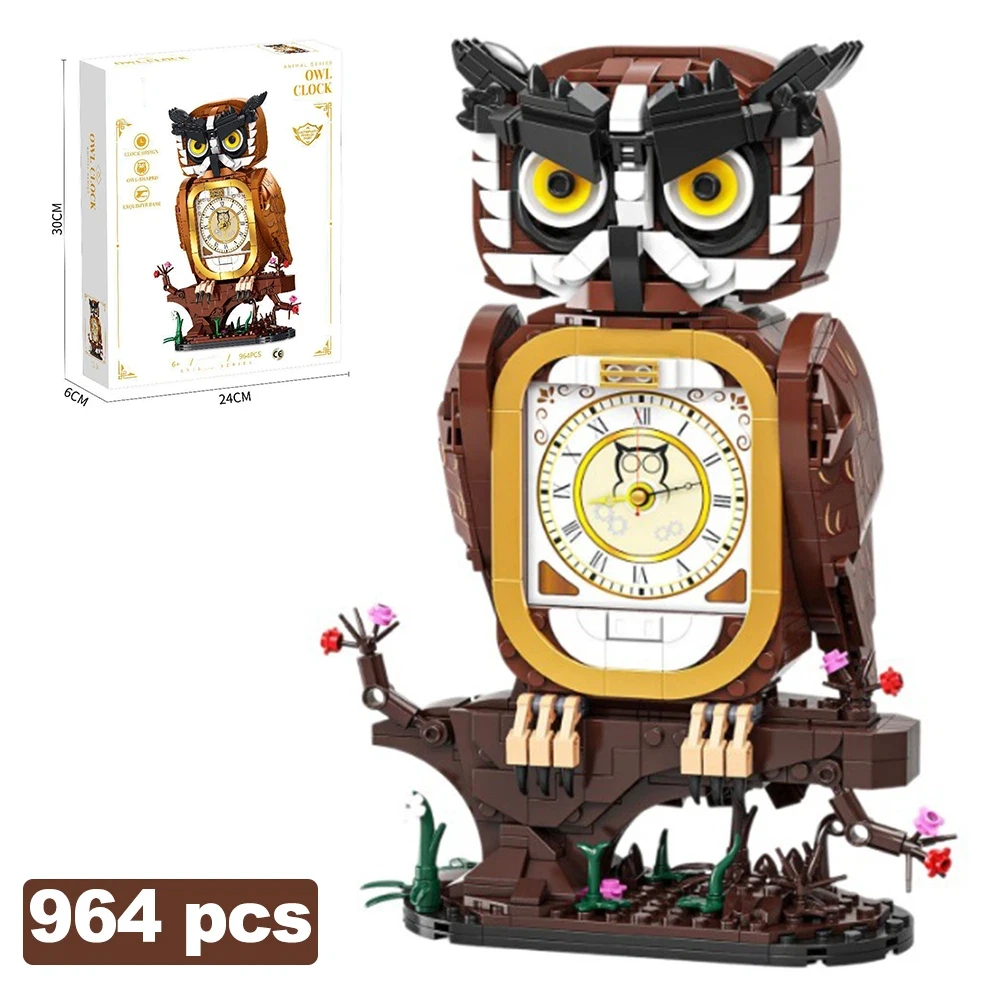 

Набор строительных блоков MOC «Часы-Сова» из 964 деталей, модель для сборки, игрушка-головоломка, декор для дома и города, наборы кирпичиков для детей, украшение для рабочего стола, подарки