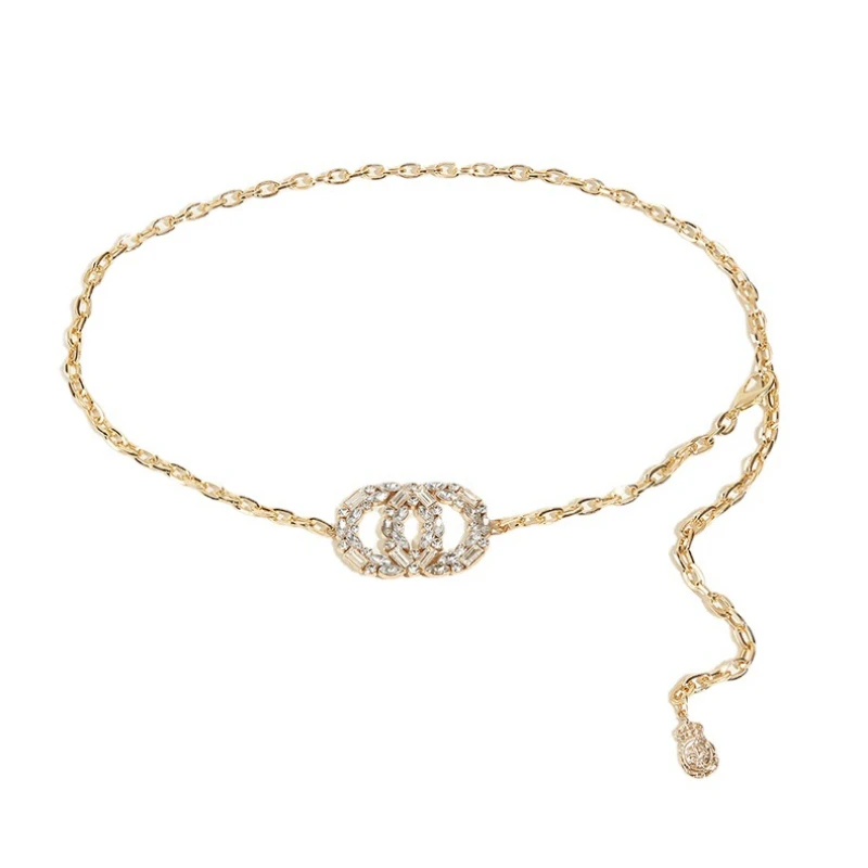 Robe à Taille en Métal pour Fille, Simple, Ronde, Strass, Fine, Trempée, Accessoire 03