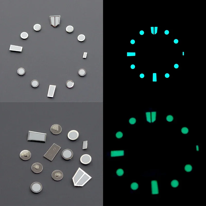 Watch Dial Hour Indices Markers Blue Green Luminous For NH35 NH35 Men's Watch Dial Accessories Aftermarket Replacemen