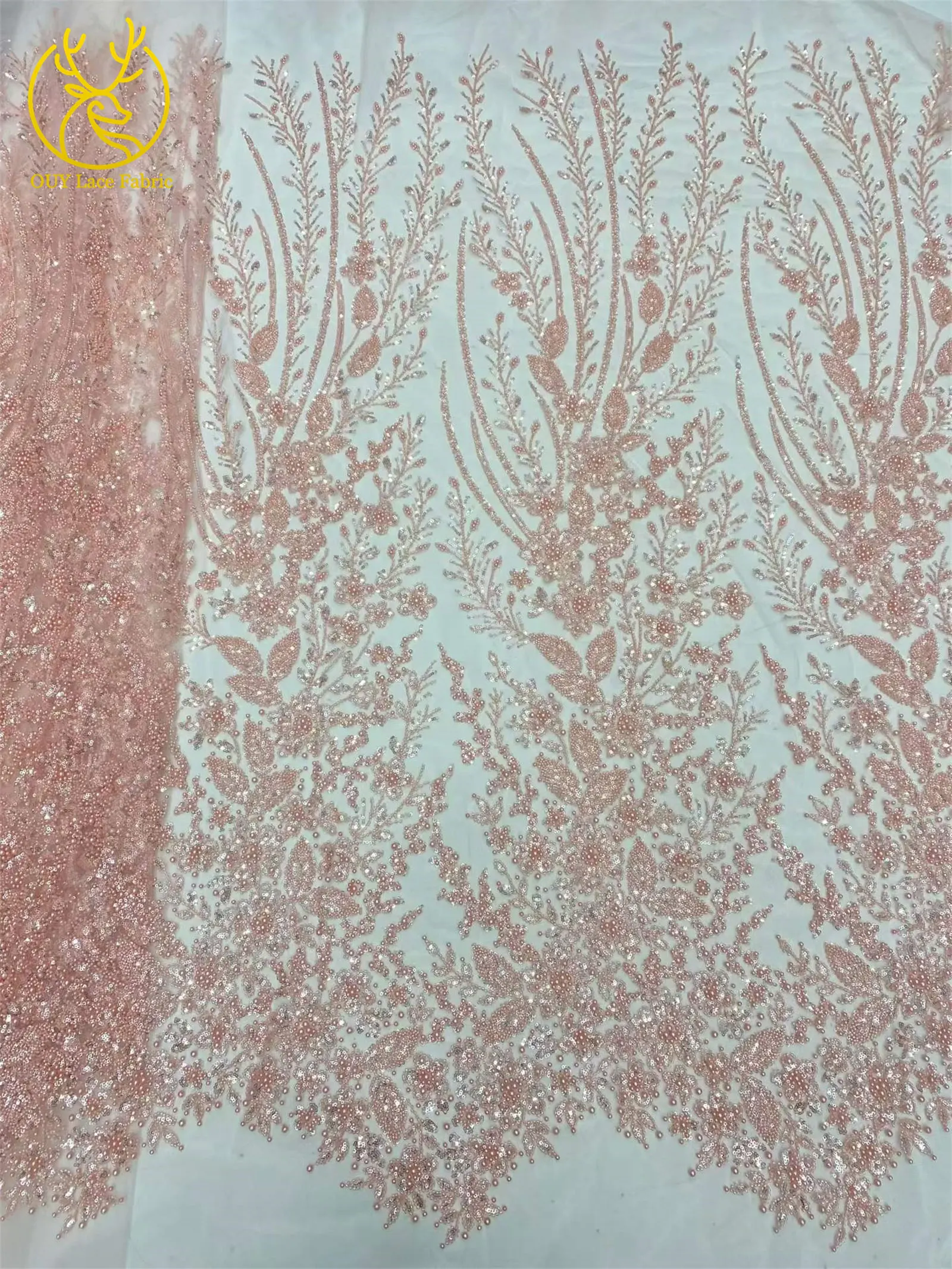 Afrikanischer handgefertigter bestickter Pailletten-Spitzenstoff, blauer französischer Tüll-Mesh-Spitzenstoff, nigerianischer Bankettkleiderstoff – Detail 18